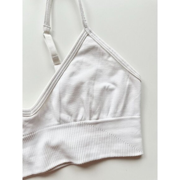 LULULEMON Ebb To Street II White Seamless Ribbed Long Line Sports Bra, Size 6 - Picture 7 of 16